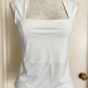 White square neck tank top
